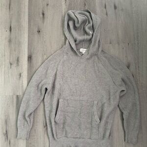 Hippie Rose Heather Gray Ribbed Hoodie